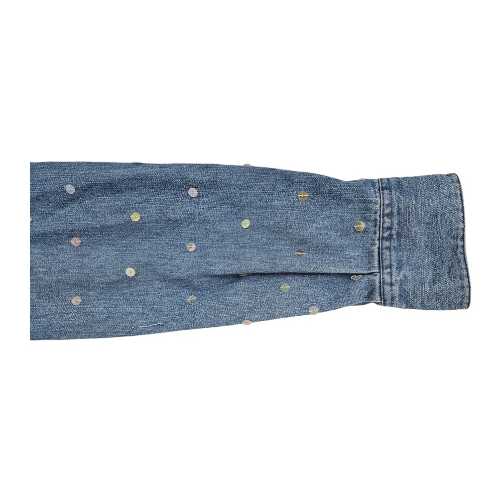 Vintage Western Denim Top Blouse Button-Up Long Sleeve Embellished Women's S - Picture 6 of 9